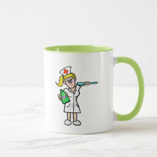 Caneca Enfermeira com colher grande e cápsula de medicame