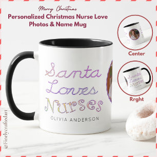 Caneca Enfermeira de Natal Personalizada Amor Fotos e Nom