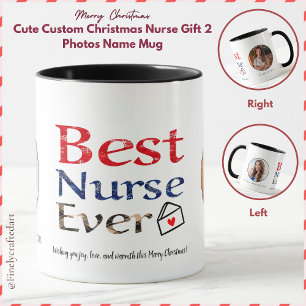 Caneca Enfermeira de Natal Personalizada e Bonita Nome do