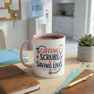 Caneca Enfermeira Divertida Caféina Jalecos Salvando Vida