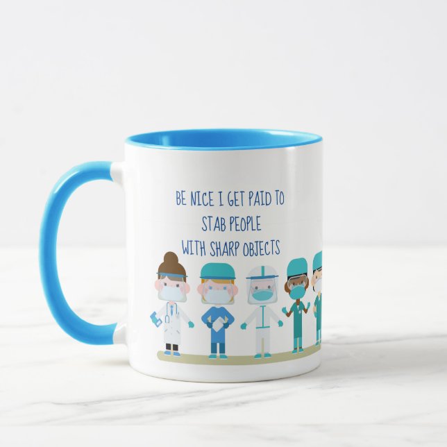 Caneca Enfermeira Divertida Dra. Stab Pessoas Sharp Objec (Esquerda)