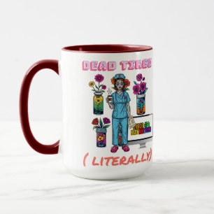 Caneca Enfermeira Encantada Zombie "Morto Cansado Literal