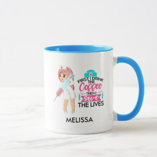Caneca Enfermeira Engraçada Dizendo Tipografia Agulha hip