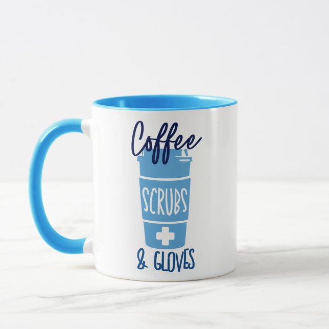Caneca Enfermeira Esfregões e Luvas de Café (Esquerda)