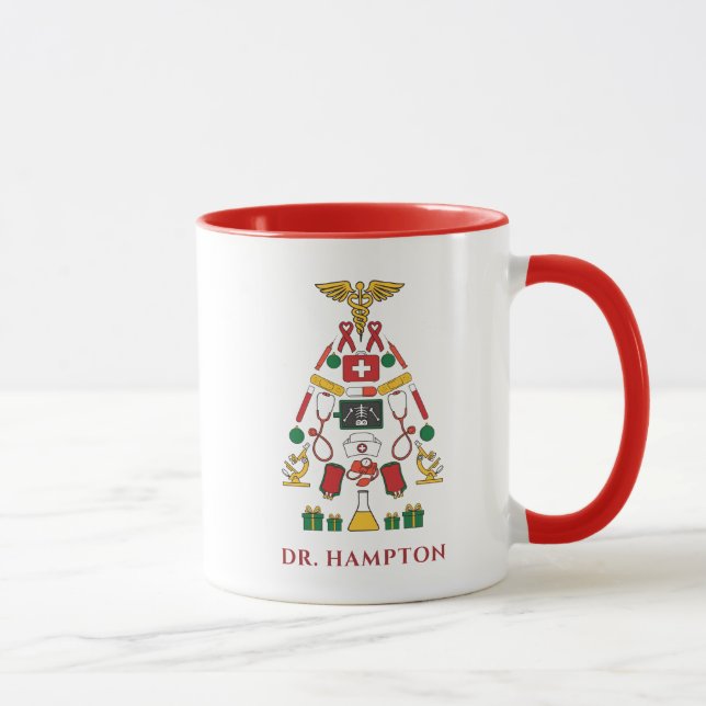 Caneca Enfermeira Médica Personalizada de Férias de Natal (Direita)