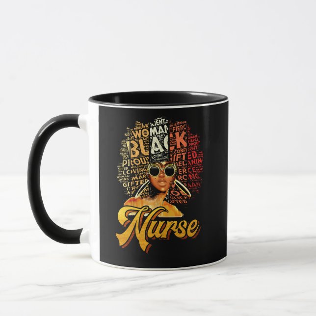 Caneca Enfermeira negra forte afro-melanina afro-american (Esquerda)
