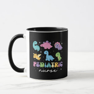 Caneca Enfermeira Pediátrica e Saúde Dinossauro Pastel Fo