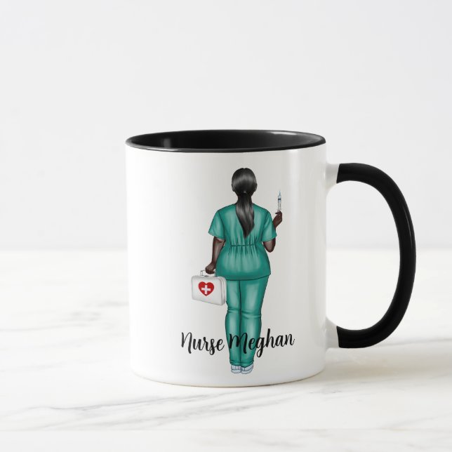 Caneca Enfermeira Personalizada LPN (Enfermeira Afro-Amer (Direita)