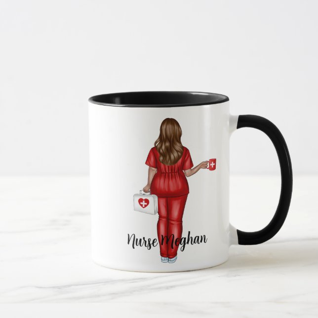 Caneca Enfermeira personalizada "LPN Life" (Cabelo castan (Direita)