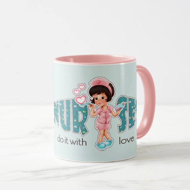 Caneca Enfermeiras fazem isso com o Amor. Presente de Apr (Frente Esquerda)