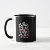 Enfermeiros de café e luvas de borracha