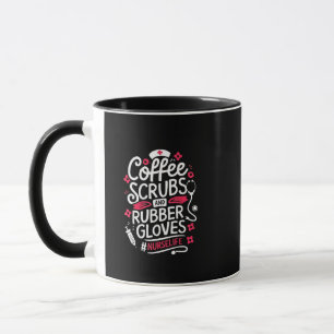 Caneca Enfermeiros de café e luvas de borracha