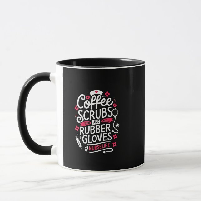 Caneca Enfermeiros de café e luvas de borracha (Esquerda)