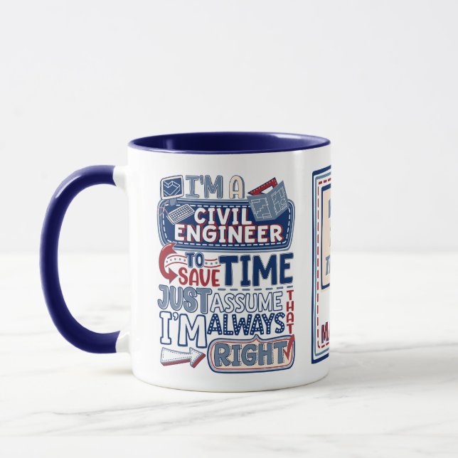 Caneca Engenheiro Civil Engraçado Sempre Certo (Esquerda)