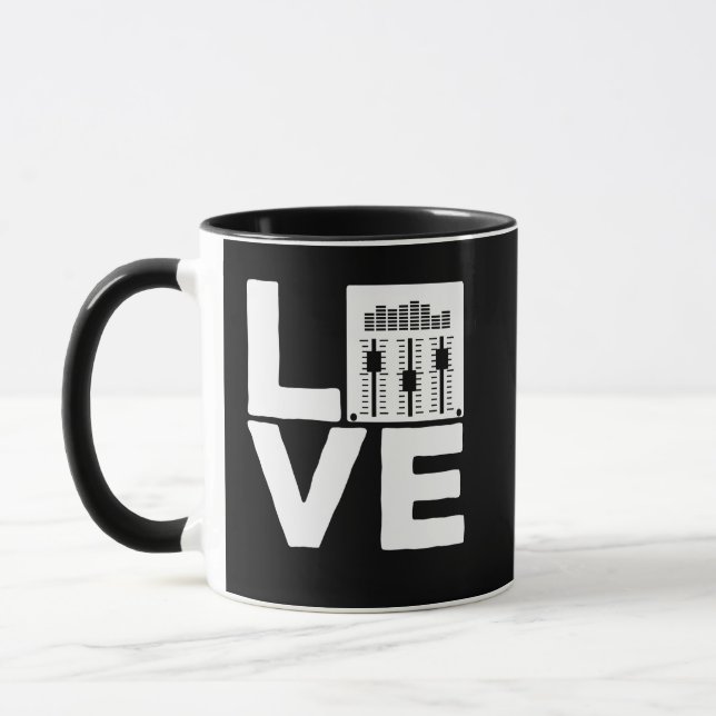 Caneca Engenheiro de som Love Mixer Soundboard Audio Musi (Esquerda)