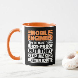 Caneca Engenheiro Móvel Eu Tento Fazer Coisas Engraçadas