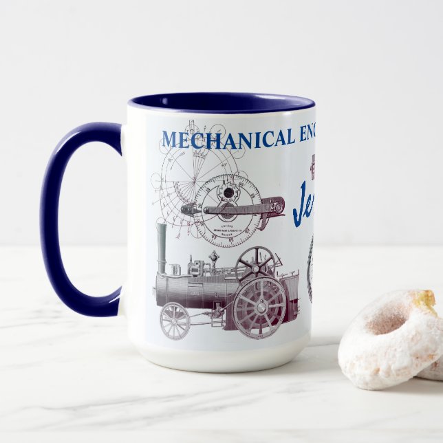 Caneca Engenheiros Mecânicos Façam! Máquinas Antigas (Com Donut)
