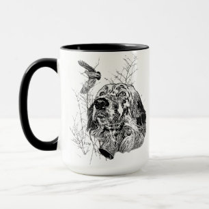Caneca English Setter, Woodcock caçando