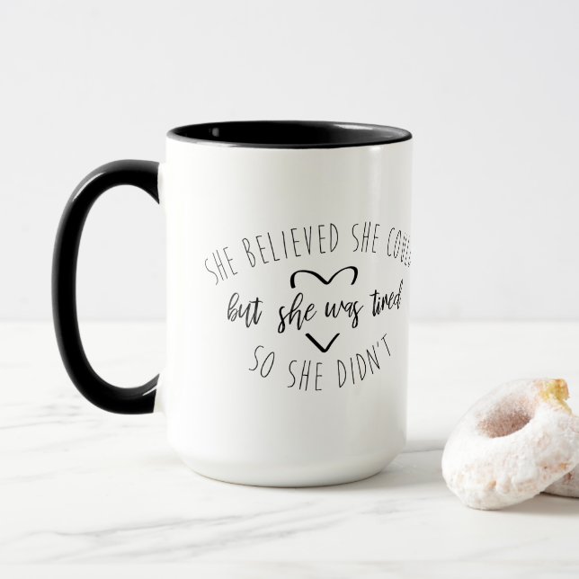Caneca Engraçada Acreditava Que Pudesse Estar Cansada (Com Donut)