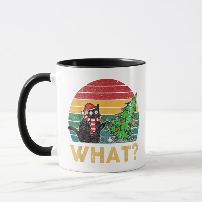 Caneca Engraçada Camisa De Natal Doida Cat San (Esquerda)