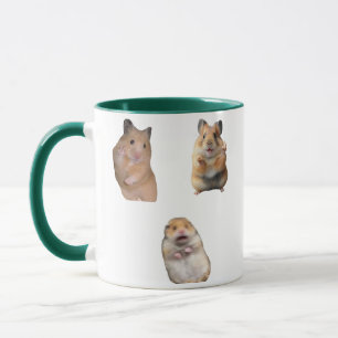 Caneca engraçada com meme do hamster gritando e si