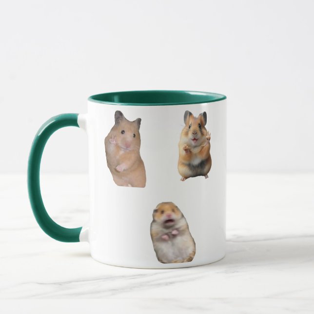 Caneca engraçada com meme do hamster gritando e si (Esquerda)