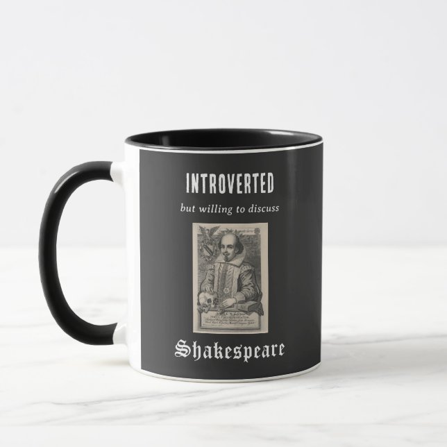 Caneca engraçada com tema de literatura de Shakesp (Esquerda)