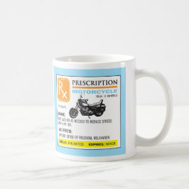 Caneca engraçada da motocicleta da prescrição