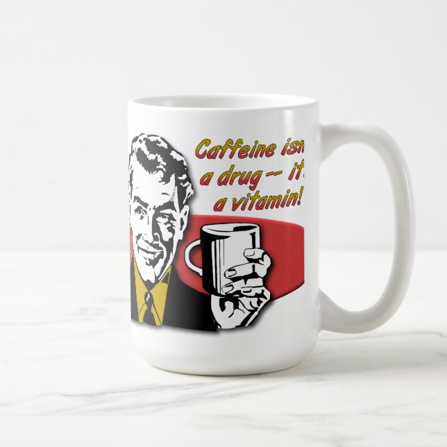 Caneca engraçada da vitamina da cafeína do café (Direita)