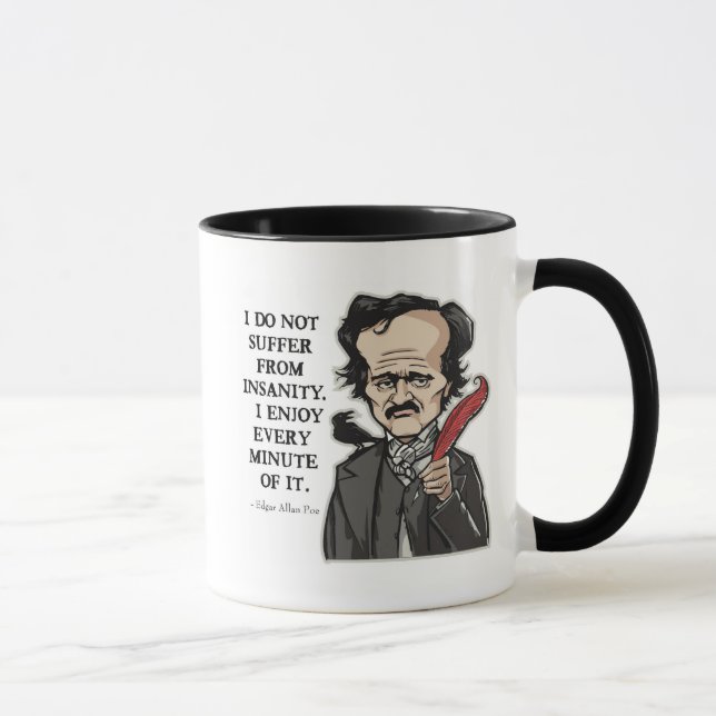 Caneca engraçada das citações de Edgar Allan Poe (Direita)