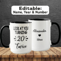 Caneca Engraçada de 40 Anos – Nome e Ano de Nascim