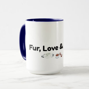 Caneca Engraçada de Amor por Pelos e Café para Ama