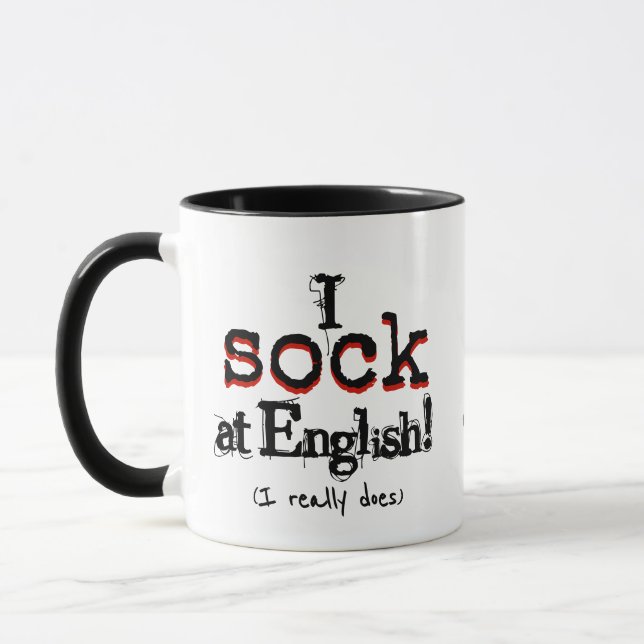 Caneca engraçada de humor gramatical e café para n (Esquerda)