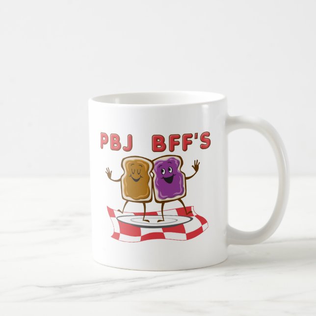 Caneca engraçada de PBJ BFF (Direita)