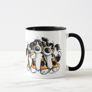 Caneca engraçada de três cães de montanha de