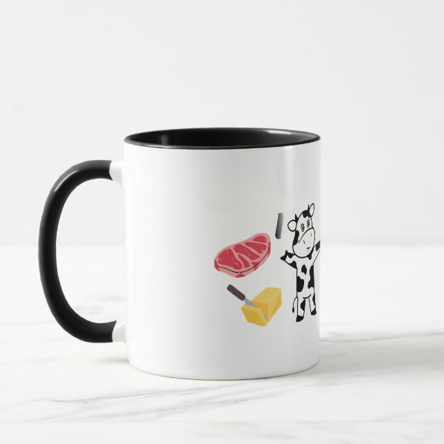 caneca engraçada de vaca fofa faz leite (Esquerda)