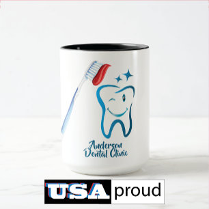 Caneca Engraçada Dentista Escova 🦷 Na moda Azul