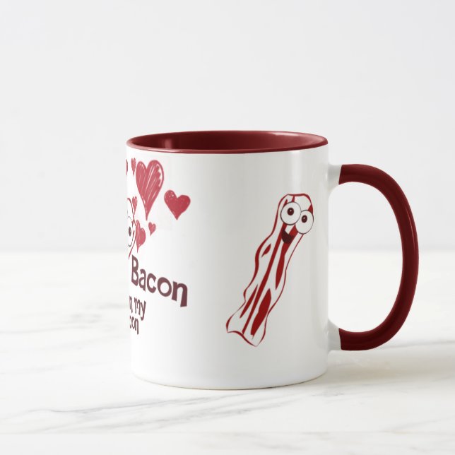 Caneca engraçada do amor do bacon (Direita)