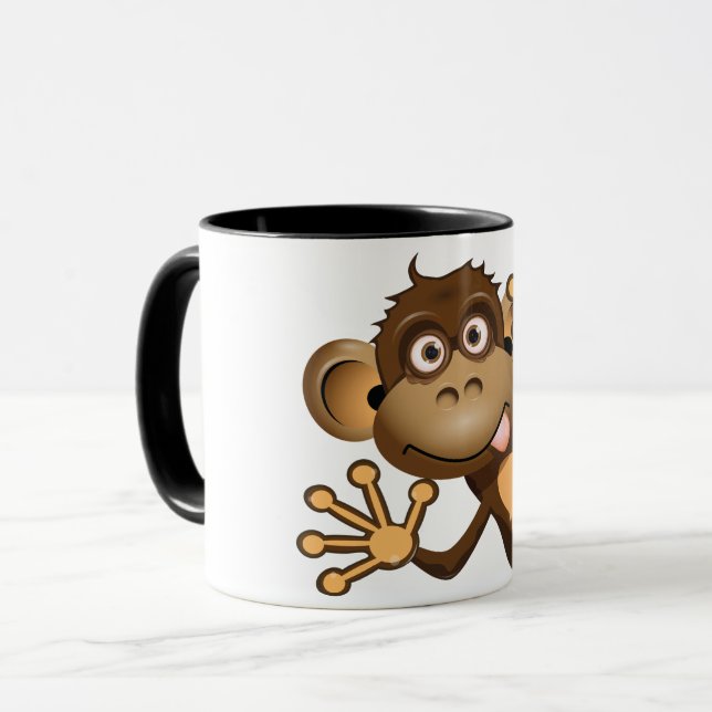 Caneca engraçada do macaco (Frente Esquerda)