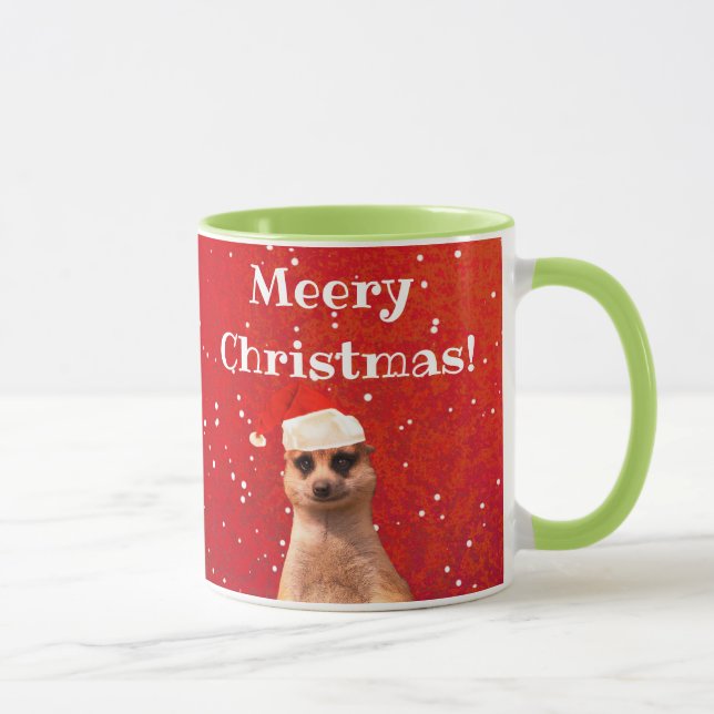 Caneca engraçada do Natal do Natal de Meerkat (Direita)