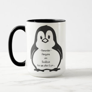 Caneca engraçada do pinguim da perda de peso das