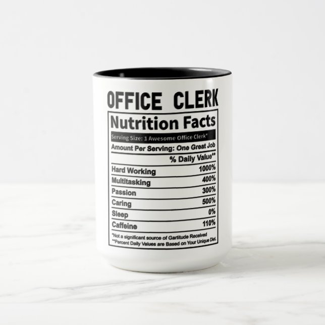 Caneca Engraçada Escritório Escritório Clerk Fatos Nutric (Centro)