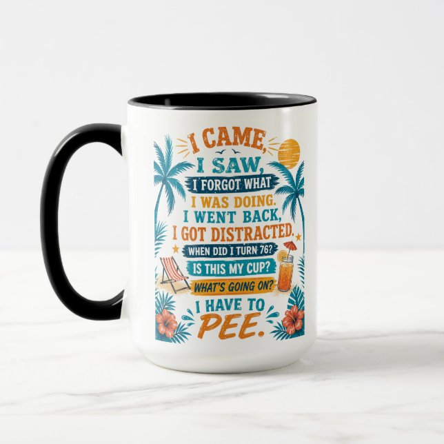 Caneca Engraçada Eu Preciso Urinar, Eu Vim Eu Vi E (Esquerda)