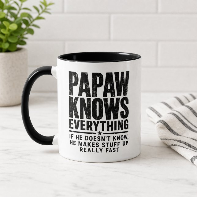 Caneca Engraçada Papaw Sabe Tudo Presente para Avô (Criador carregado)