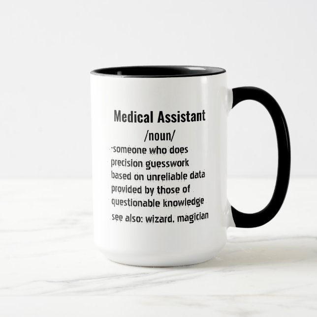 Caneca Engraçado Assistente Médico Definição Dúvidas masc (Direita)