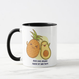 Caneca Engraçado Avocado Pineapple Melhor Amigos BFF Kaw