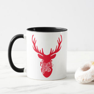 Caneca Engraçado Buck, Seu Red Deer Antlers Natal