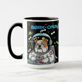 Caneca Engraçado Bulldog Espacial "Barkonaut"