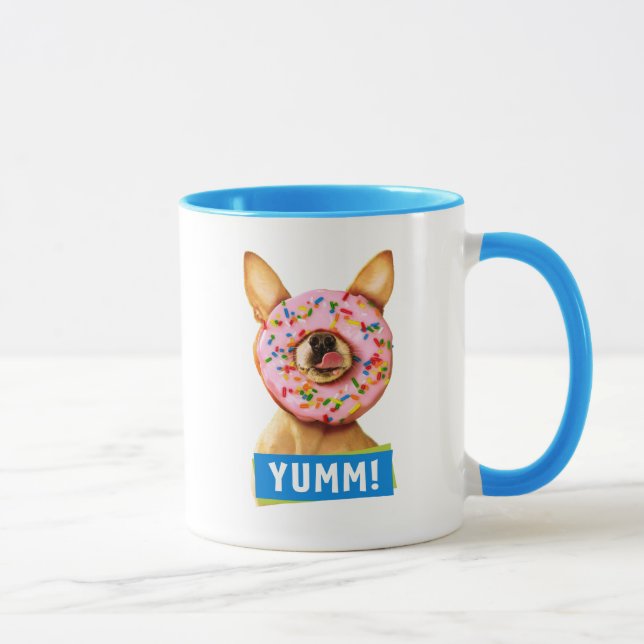Caneca Engraçado Cachorro Chihuahua com Rosquinha de aspe (Direita)