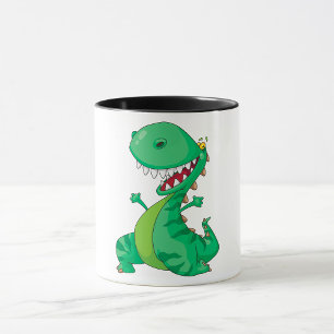 Caneca Engraçado Cartoon Dinossaur Roaring T-Rex
